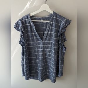 Old Navy Flutter Sleeve Chambray Top